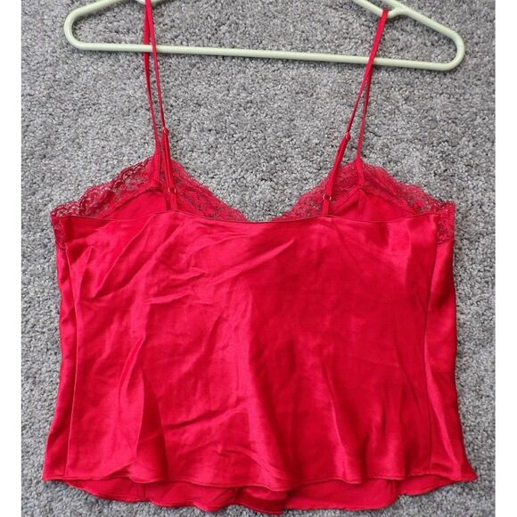 Vtg Y2K Victorias Secret Small Silky Lace RED Camisole Crop Top Womens VALENTINE - Picture 5 of 8